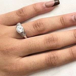 Scriptique 2 Carat Round Cubic Zirconia, Solitaire Engagement Ring, 925